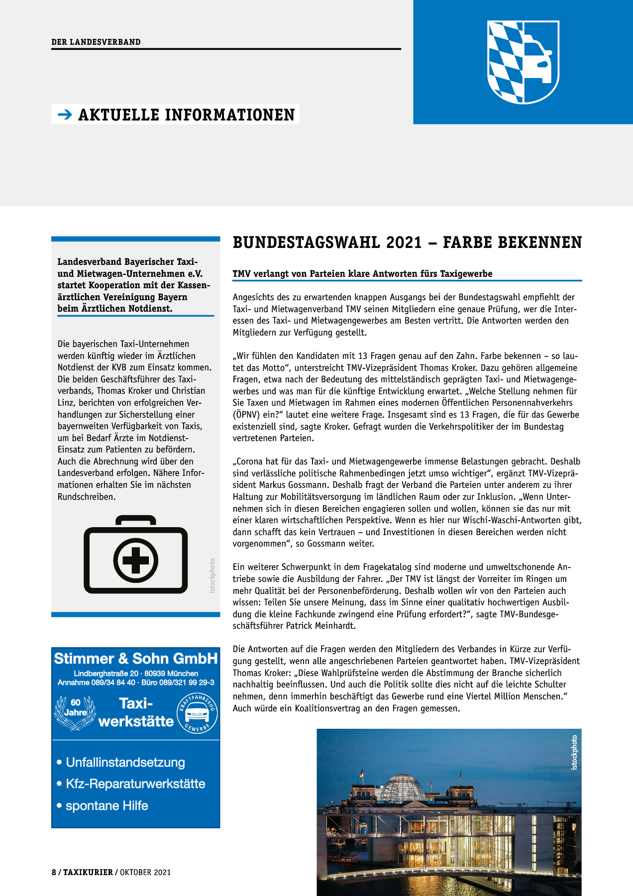 Originalseite 8 der Ausgabe Taxikurier Oktober 2021