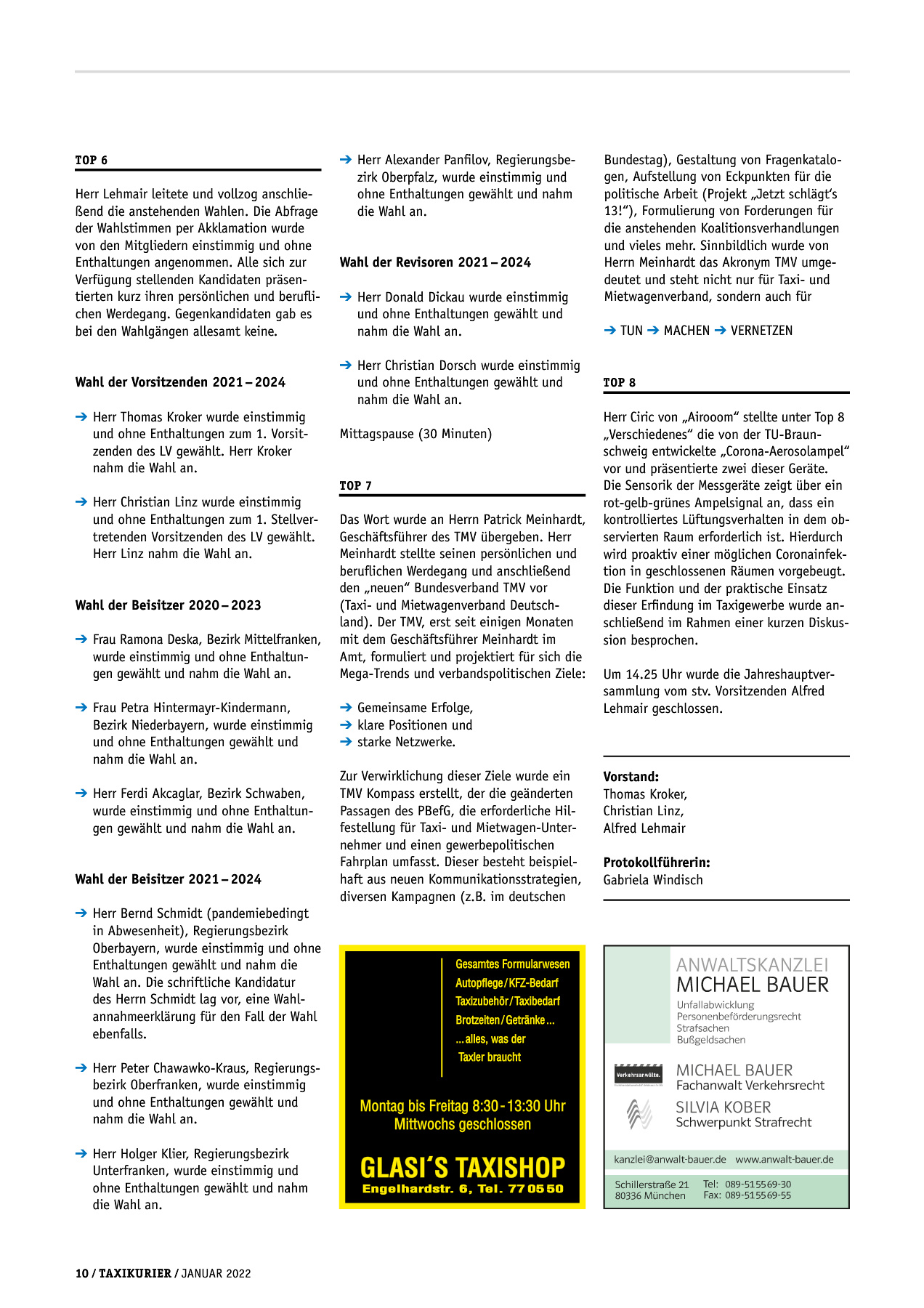 Originalseite 10 der Ausgabe Taxikurier Januar 2022