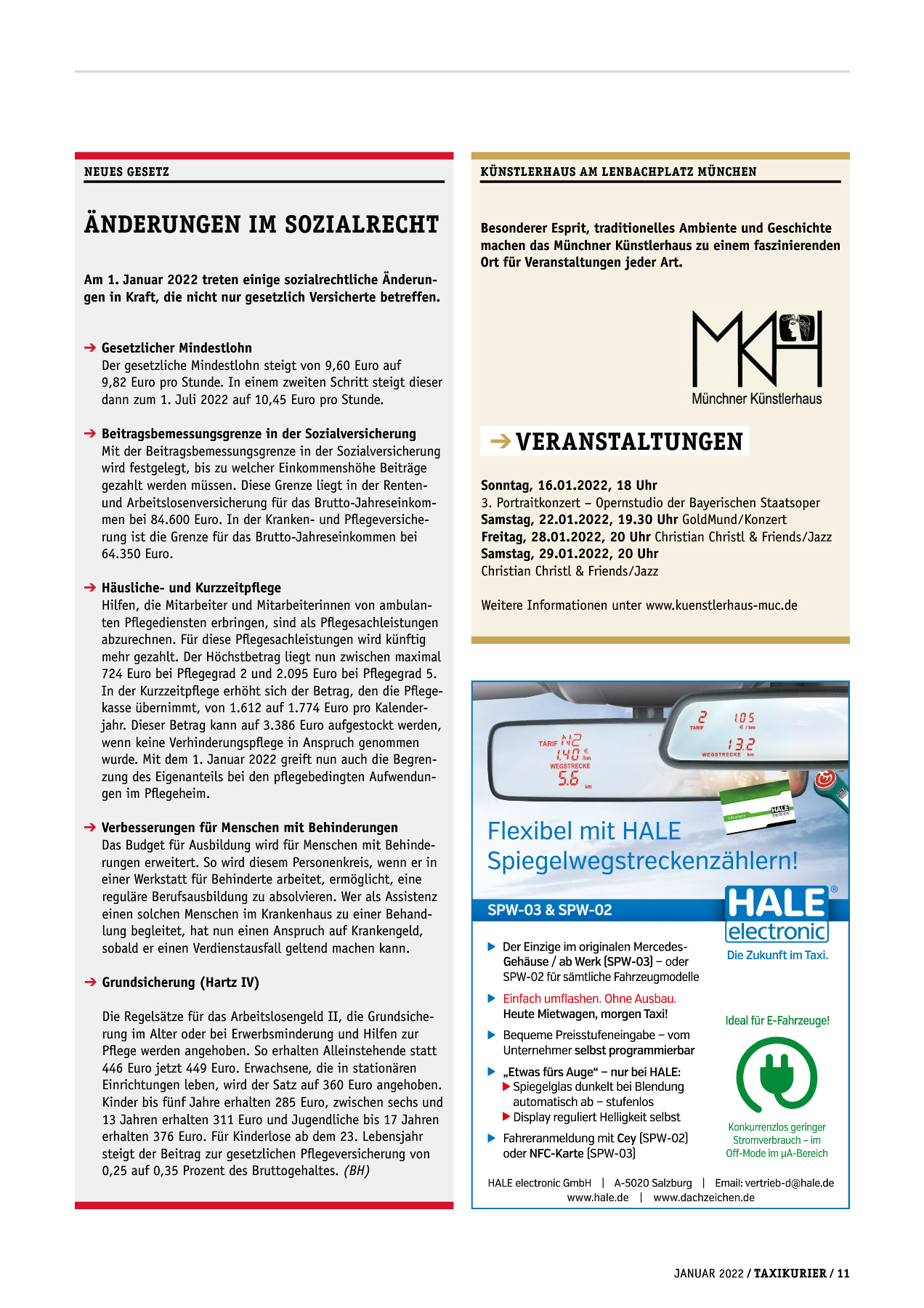 Originalseite 11 der Ausgabe Taxikurier Januar 2022