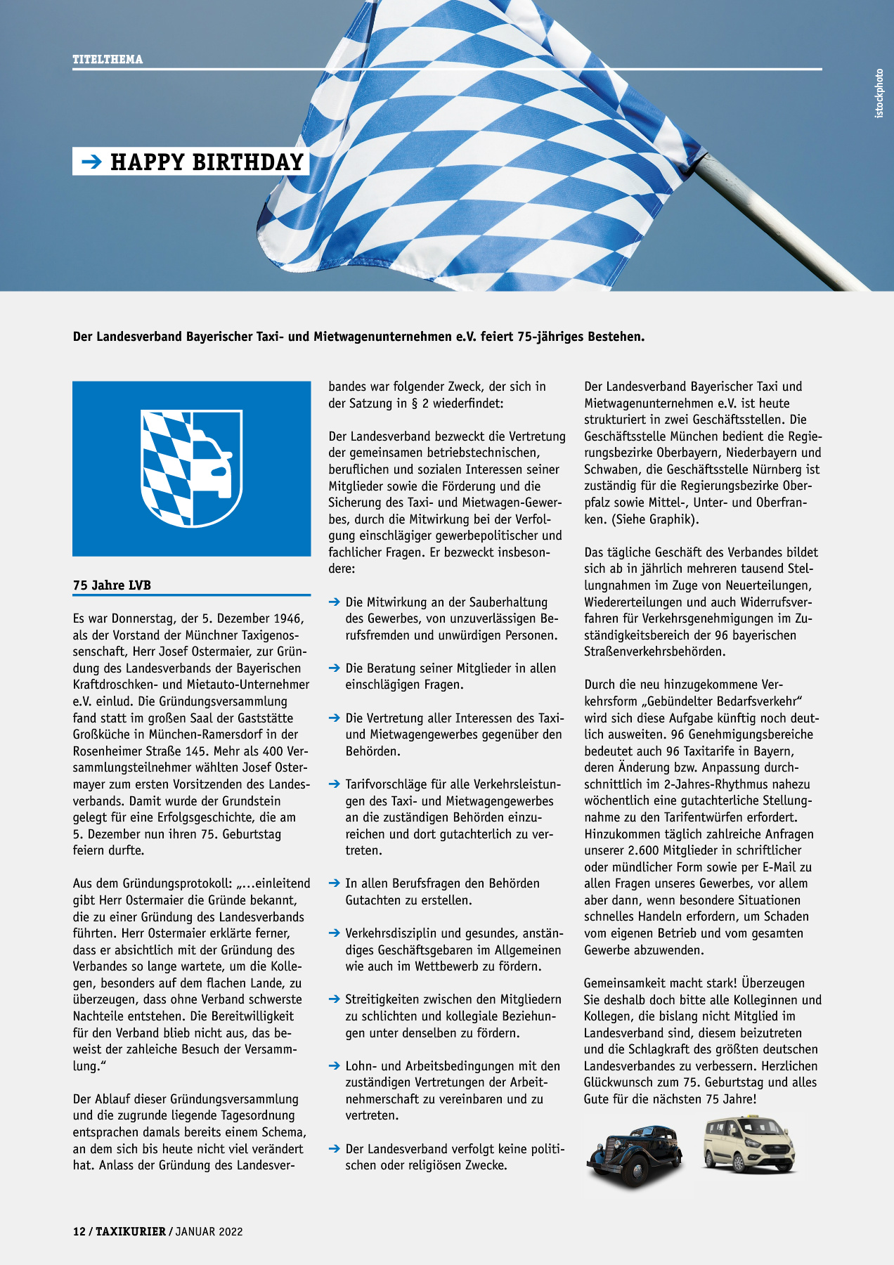 Originalseite 12 der Ausgabe Taxikurier Januar 2022