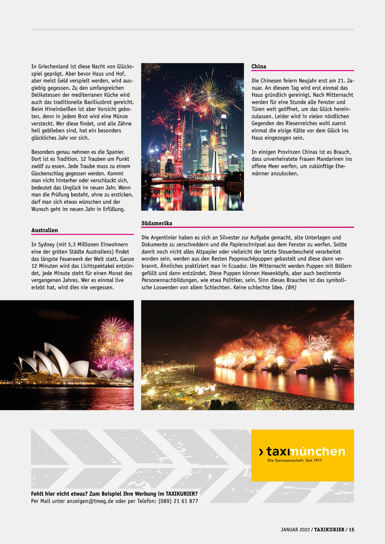 Originalseite 15 der Ausgabe Taxikurier Januar 2022