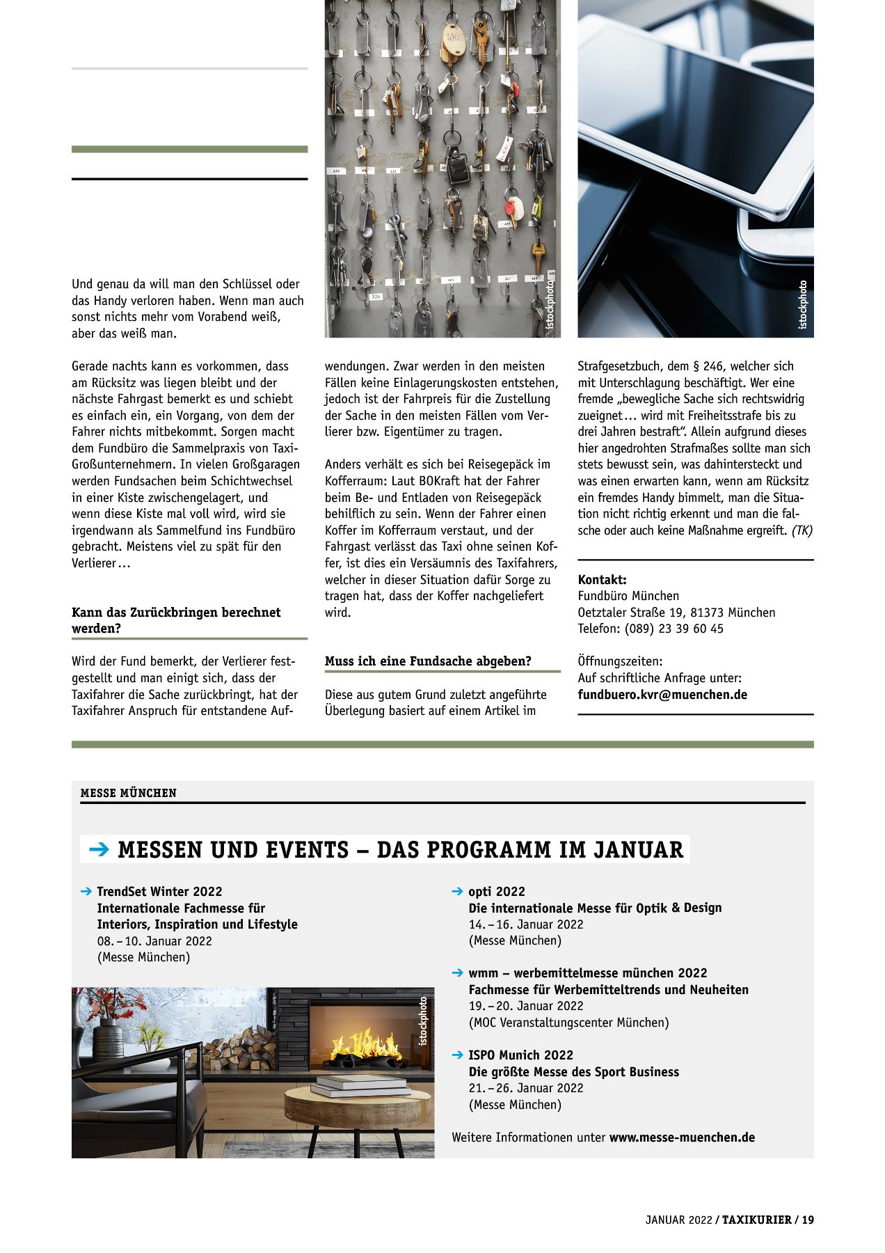 Originalseite 19 der Ausgabe Taxikurier Januar 2022