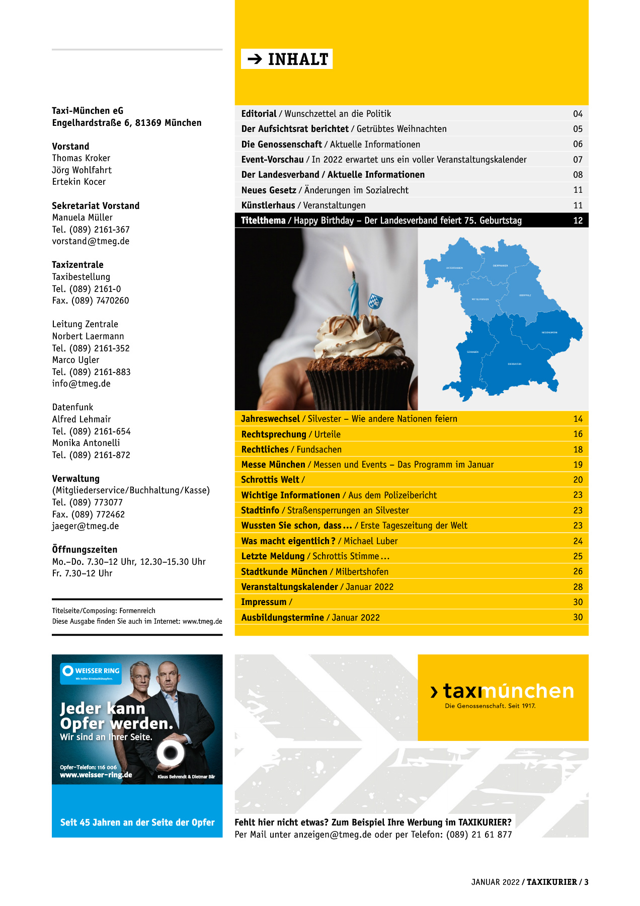 Originalseite 3 der Ausgabe Taxikurier Januar 2022