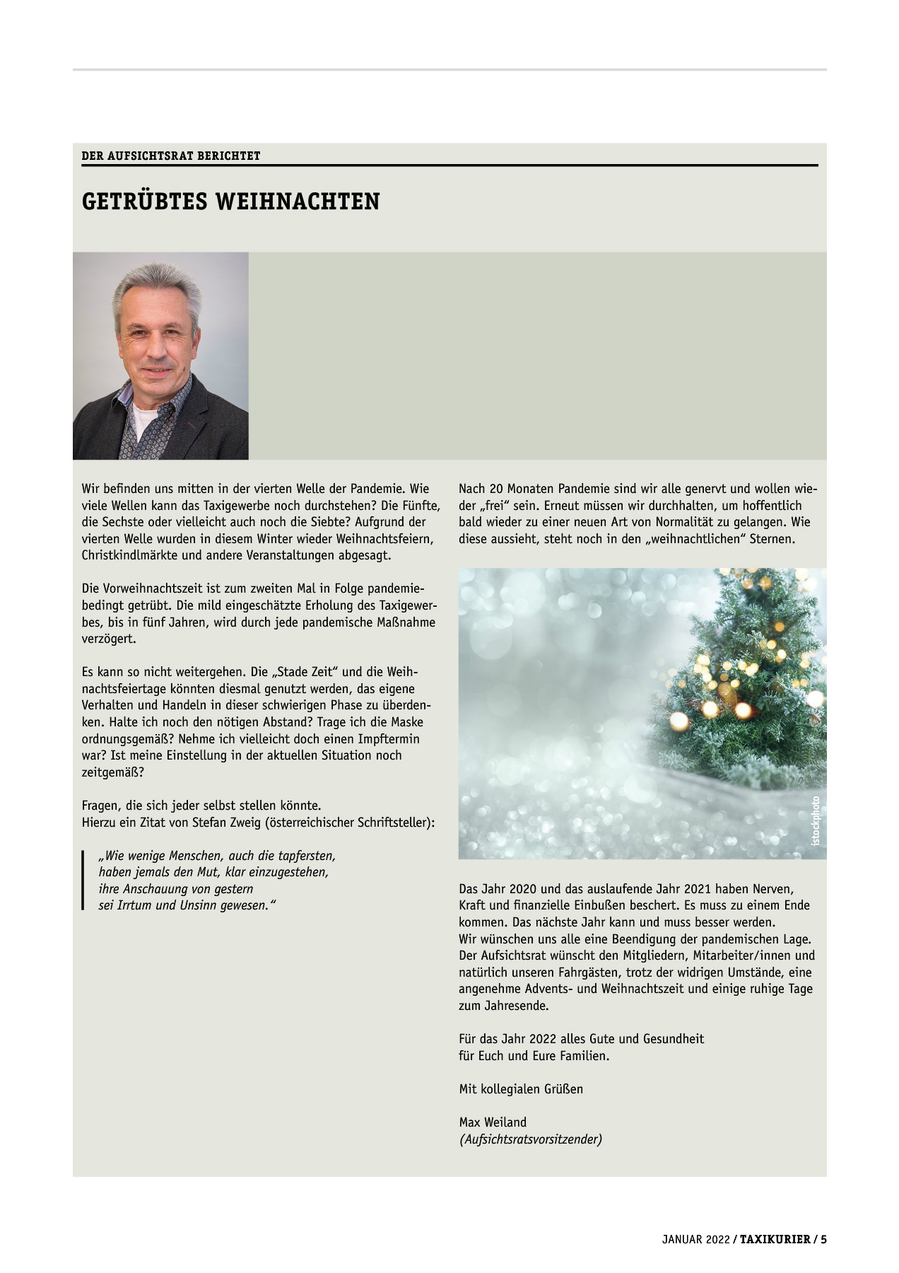 Originalseite 5 der Ausgabe Taxikurier Januar 2022
