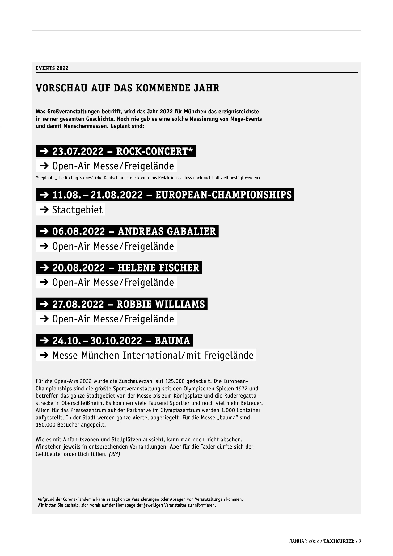 Originalseite 7 der Ausgabe Taxikurier Januar 2022