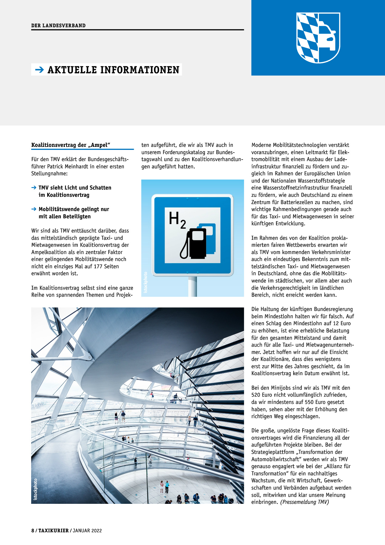 Originalseite 8 der Ausgabe Taxikurier Januar 2022