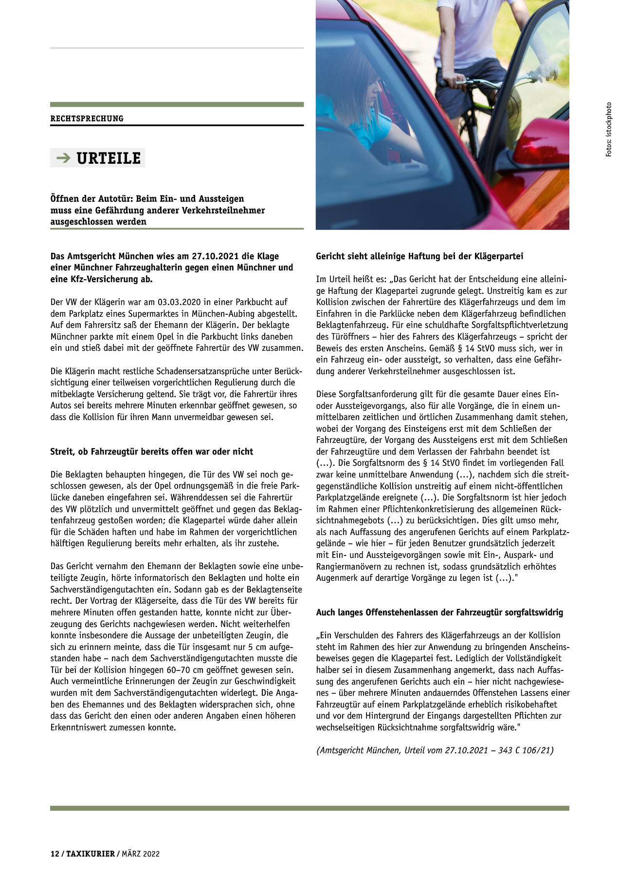 Originalseite 12 der Ausgabe Taxikurier März 2022