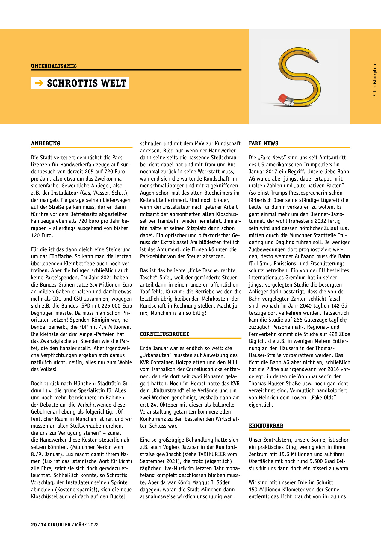 Originalseite 20 der Ausgabe Taxikurier März 2022