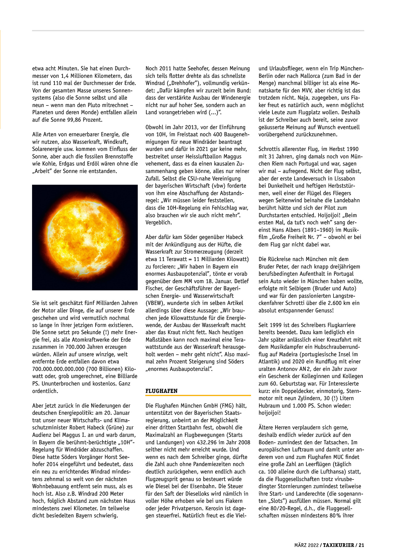 Originalseite 21 der Ausgabe Taxikurier März 2022