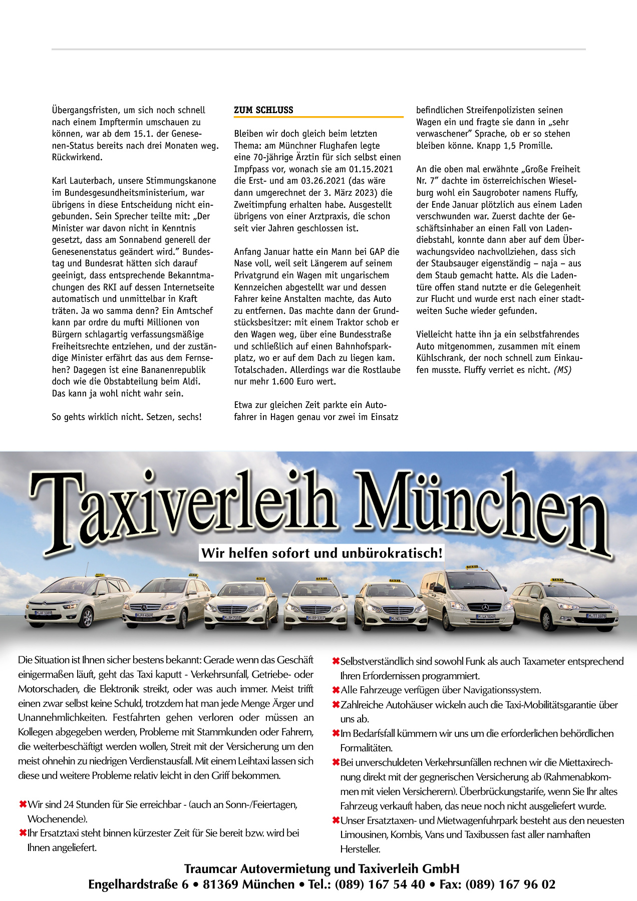 Originalseite 23 der Ausgabe Taxikurier März 2022