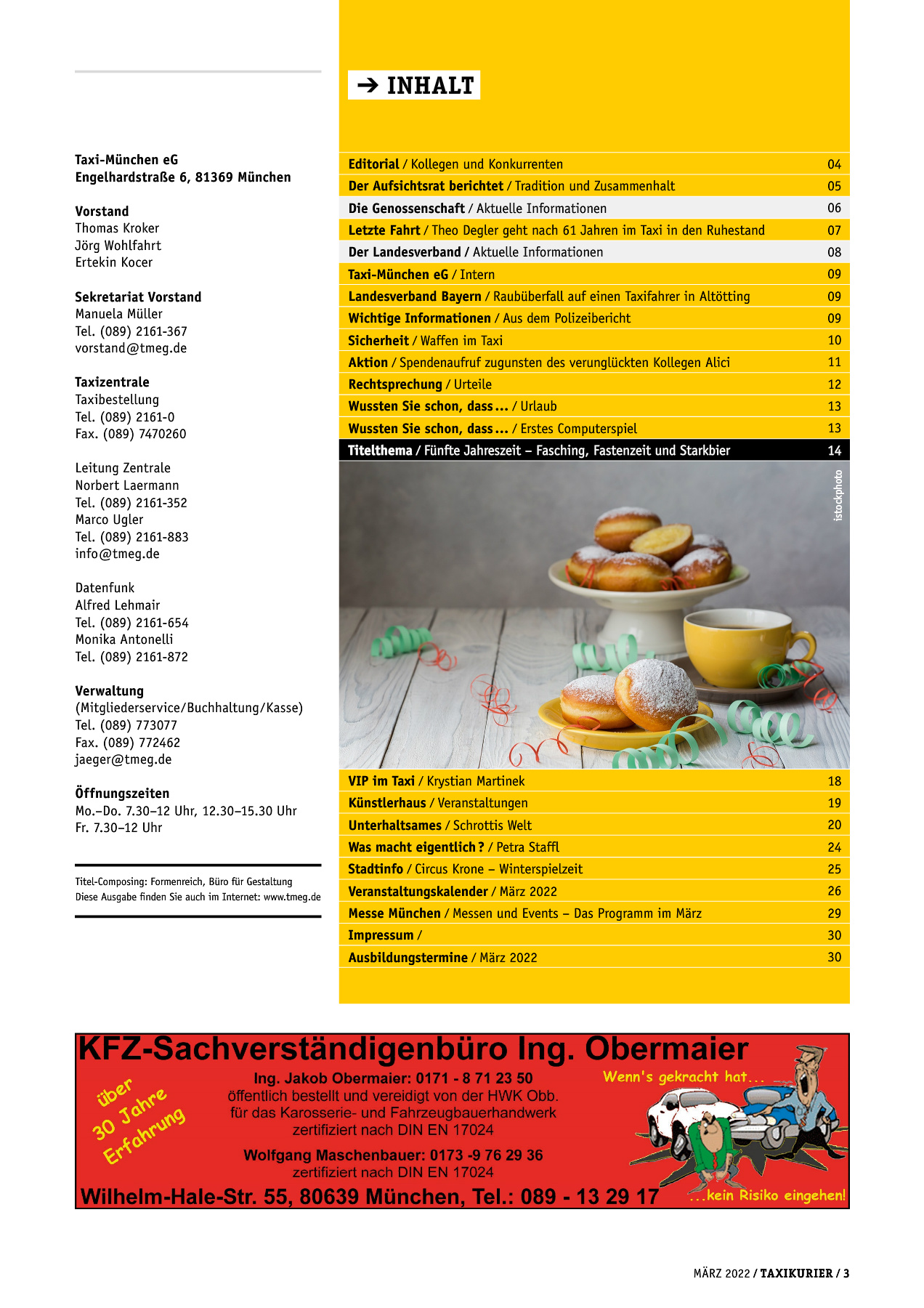 Originalseite 3 der Ausgabe Taxikurier März 2022