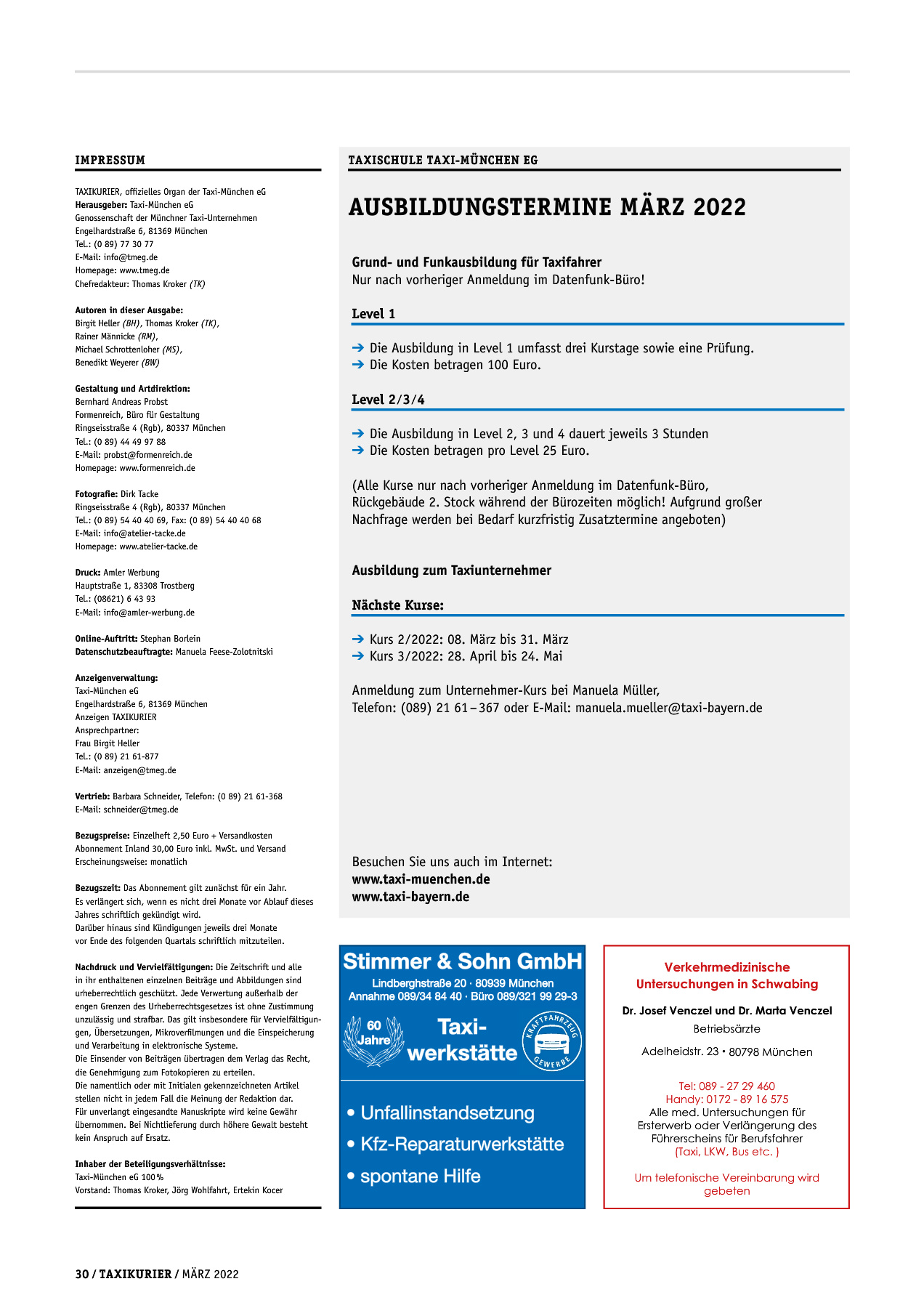 Originalseite 30 der Ausgabe Taxikurier März 2022