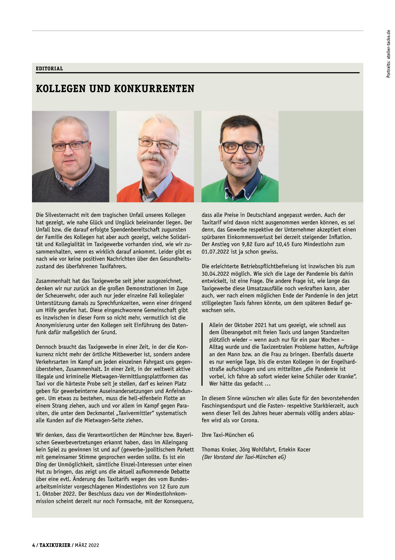 Originalseite 4 der Ausgabe Taxikurier März 2022