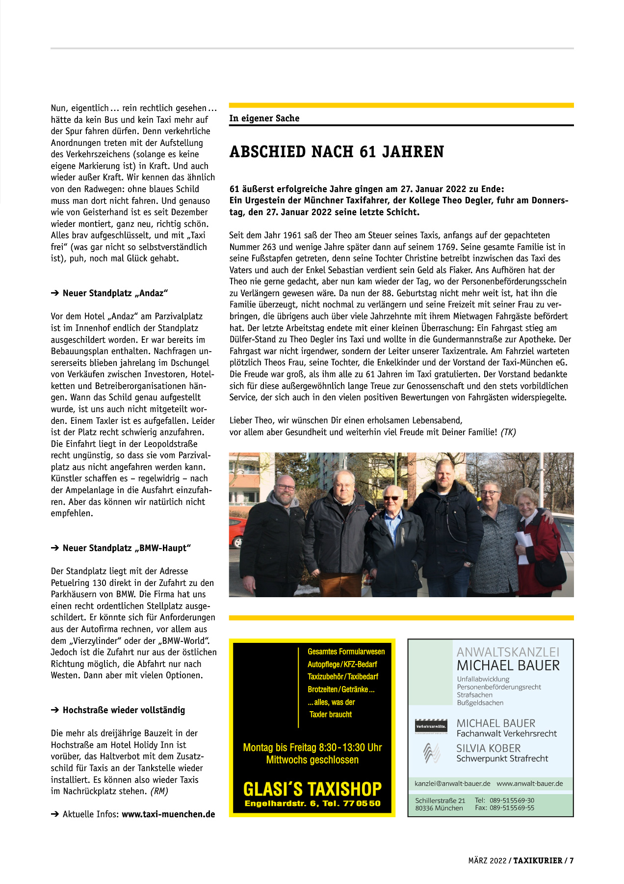 Originalseite 7 der Ausgabe Taxikurier März 2022