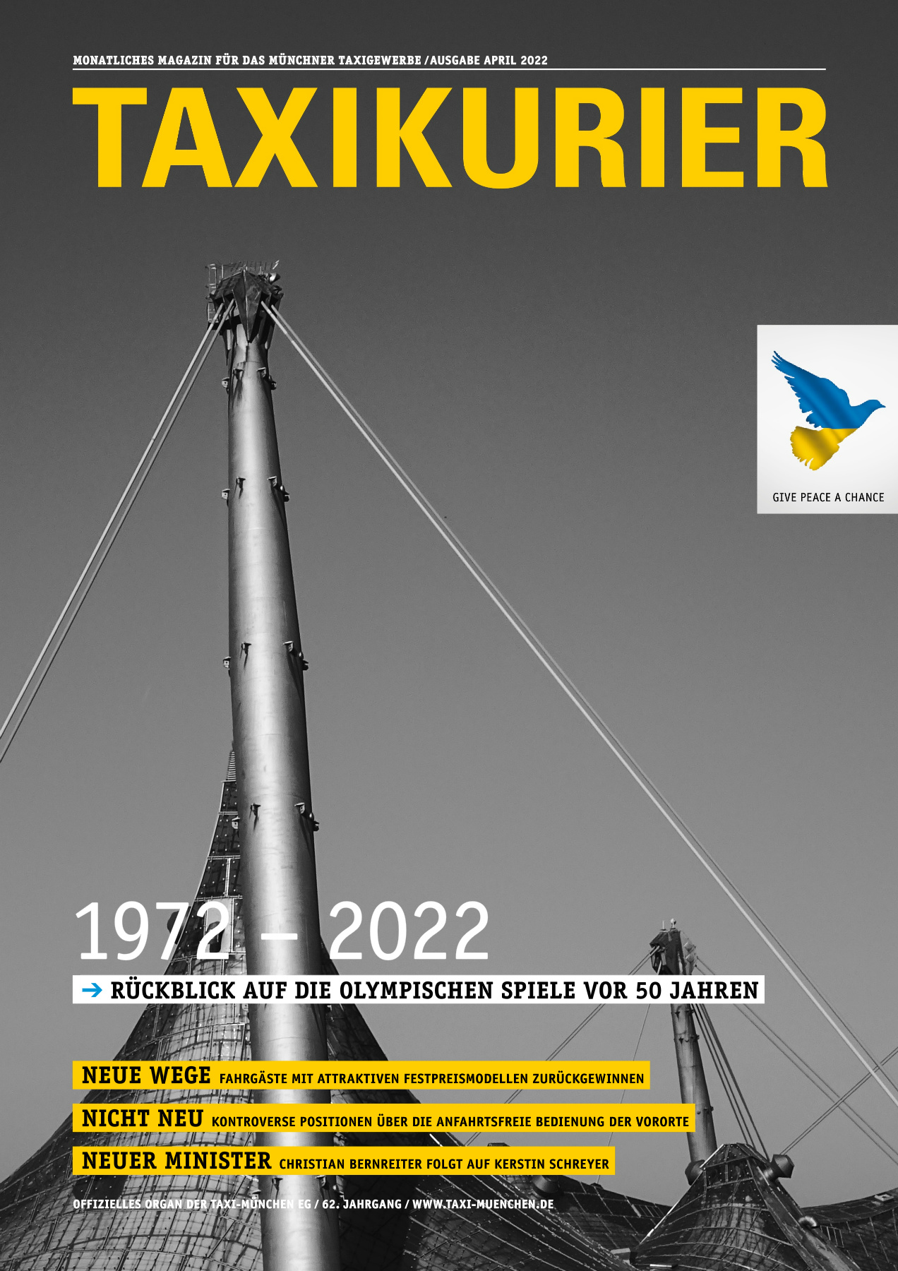 Originalseite 1 der Ausgabe Taxikurier April 2022