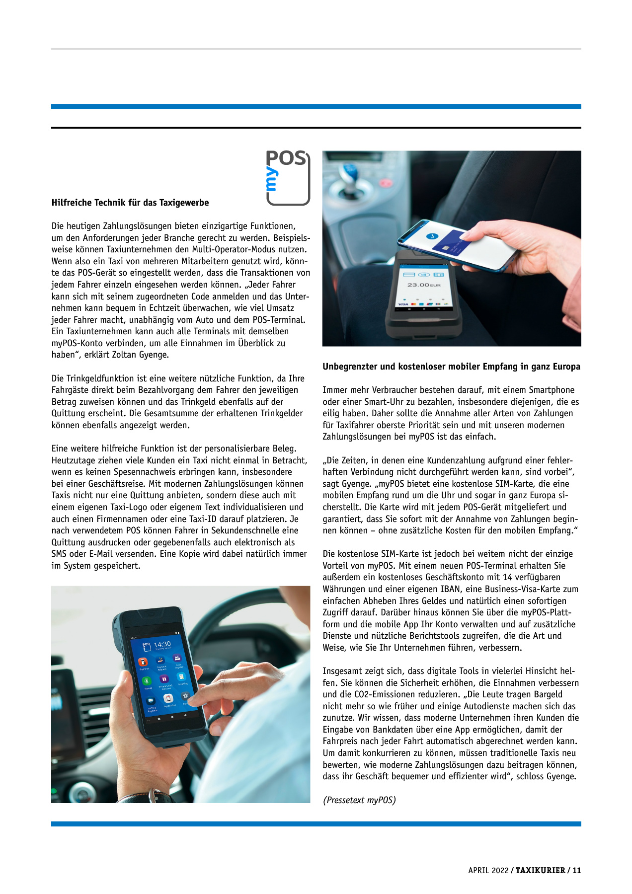 Originalseite 11 der Ausgabe Taxikurier April 2022