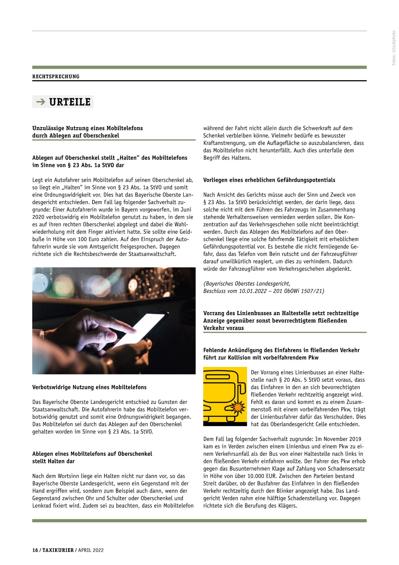 Originalseite 16 der Ausgabe Taxikurier April 2022