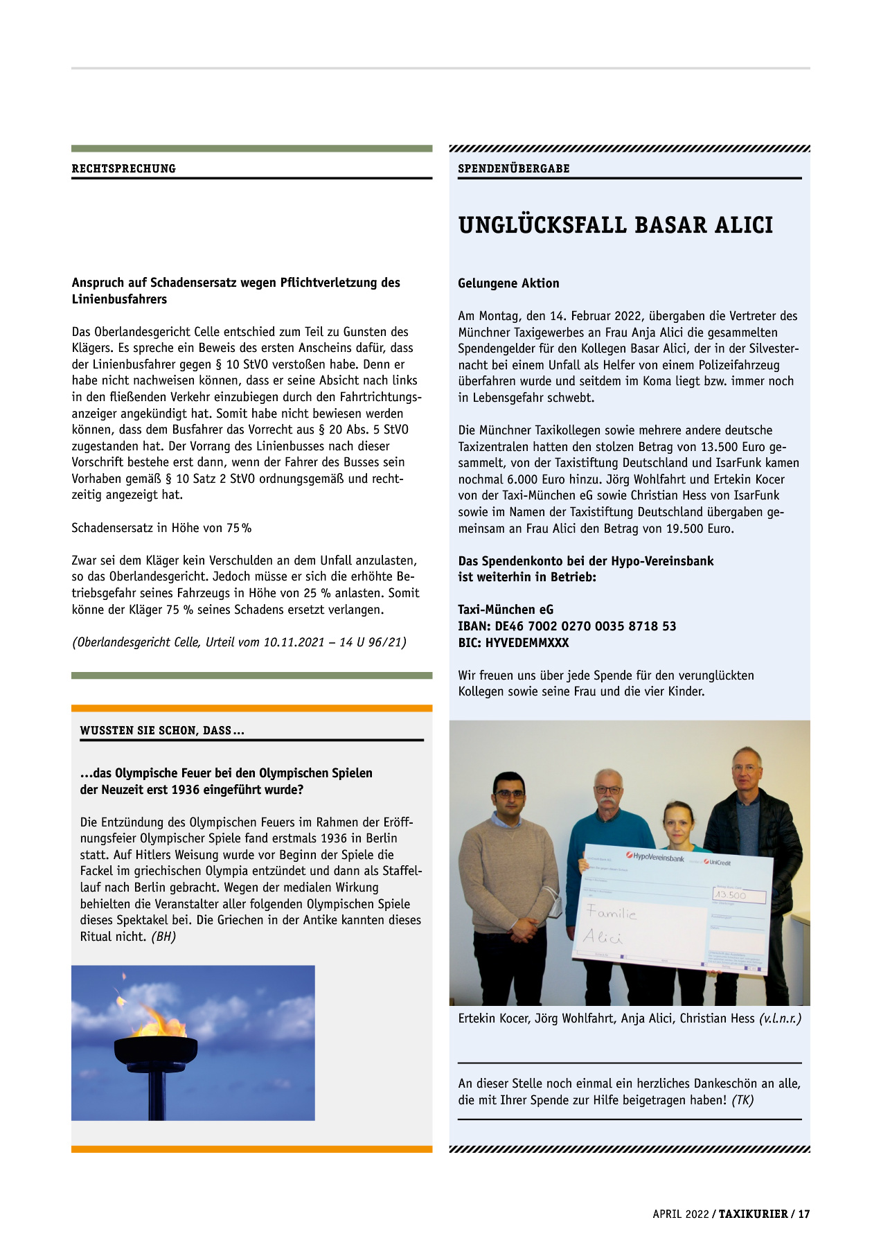 Originalseite 17 der Ausgabe Taxikurier April 2022