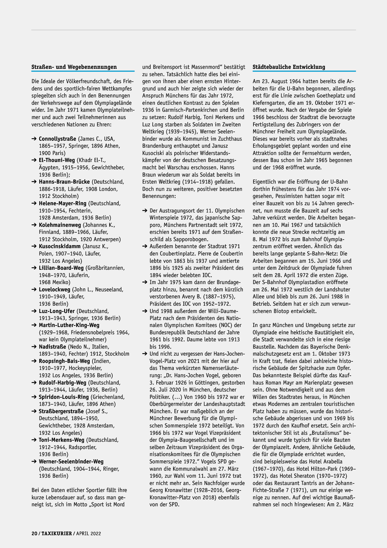 Originalseite 20 der Ausgabe Taxikurier April 2022