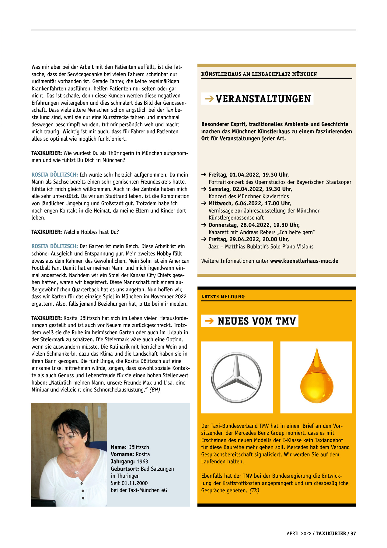 Originalseite 37 der Ausgabe Taxikurier April 2022