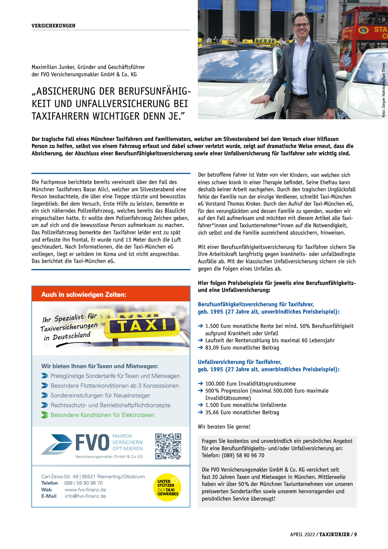 Originalseite 9 der Ausgabe Taxikurier April 2022