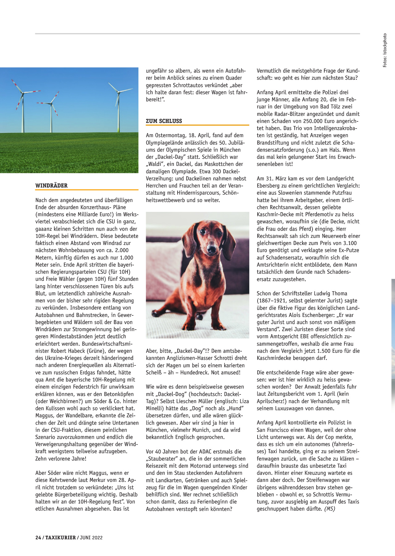 Originalseite 24 der Ausgabe Taxikurier Juni 2022