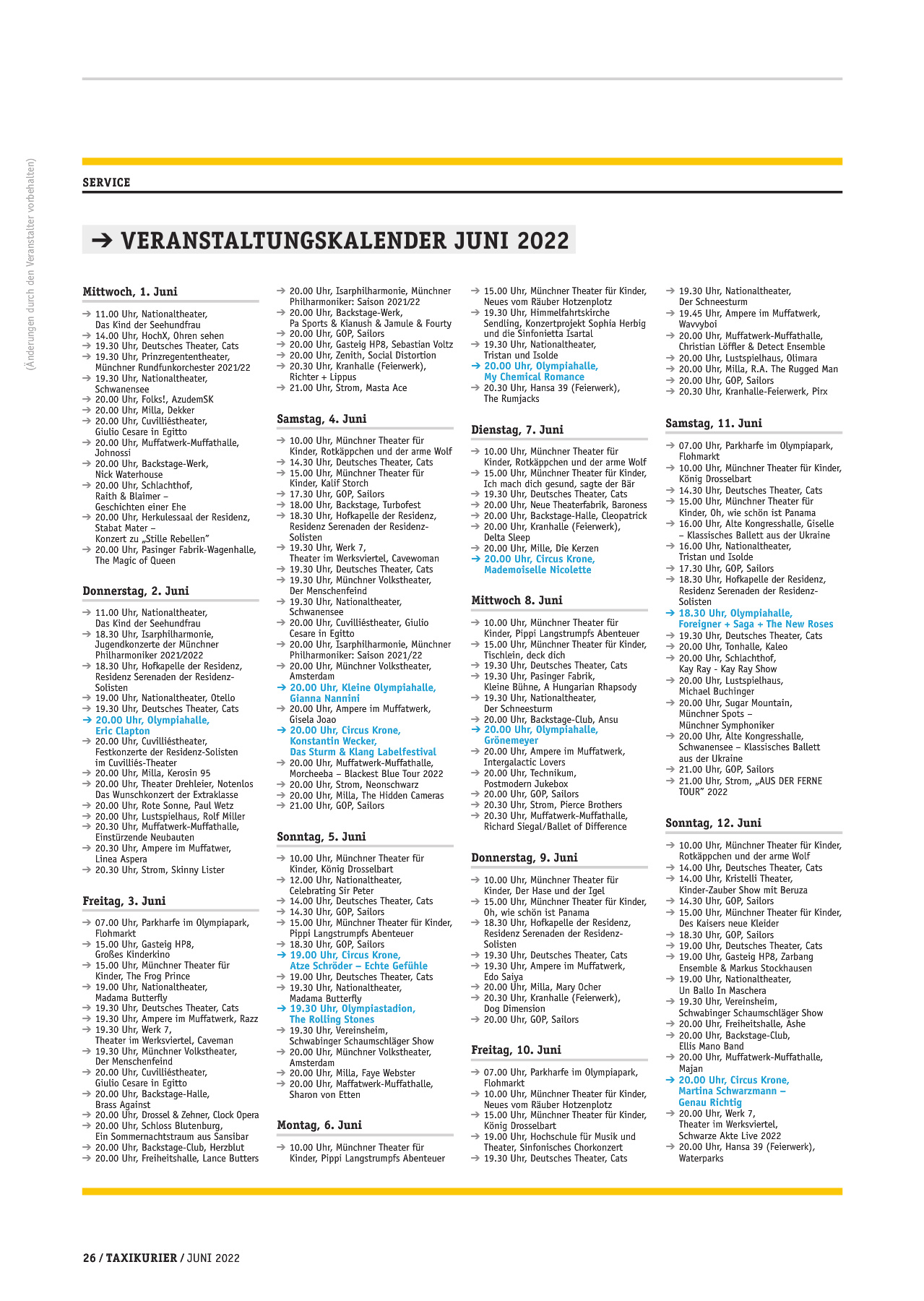 Originalseite 26 der Ausgabe Taxikurier Juni 2022