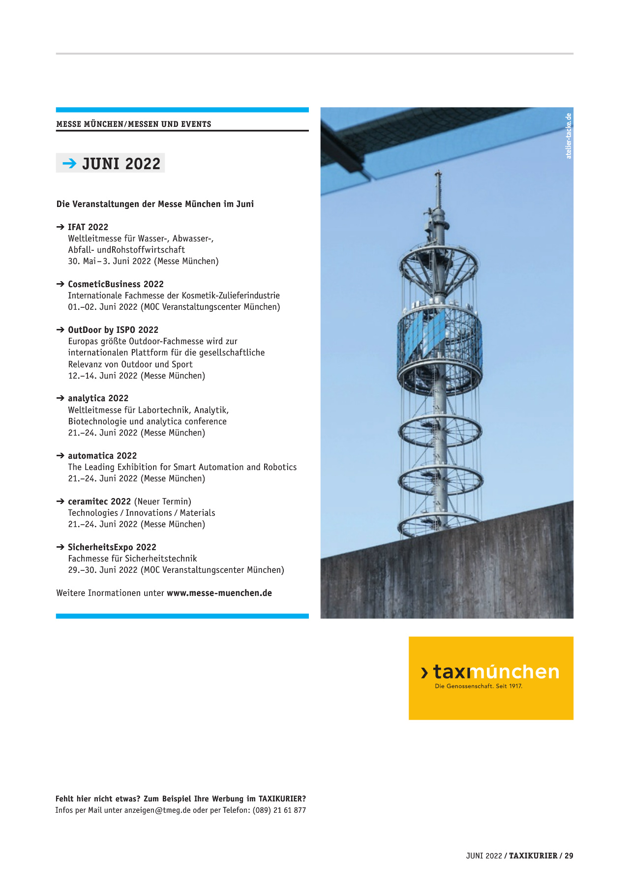 Originalseite 29 der Ausgabe Taxikurier Juni 2022