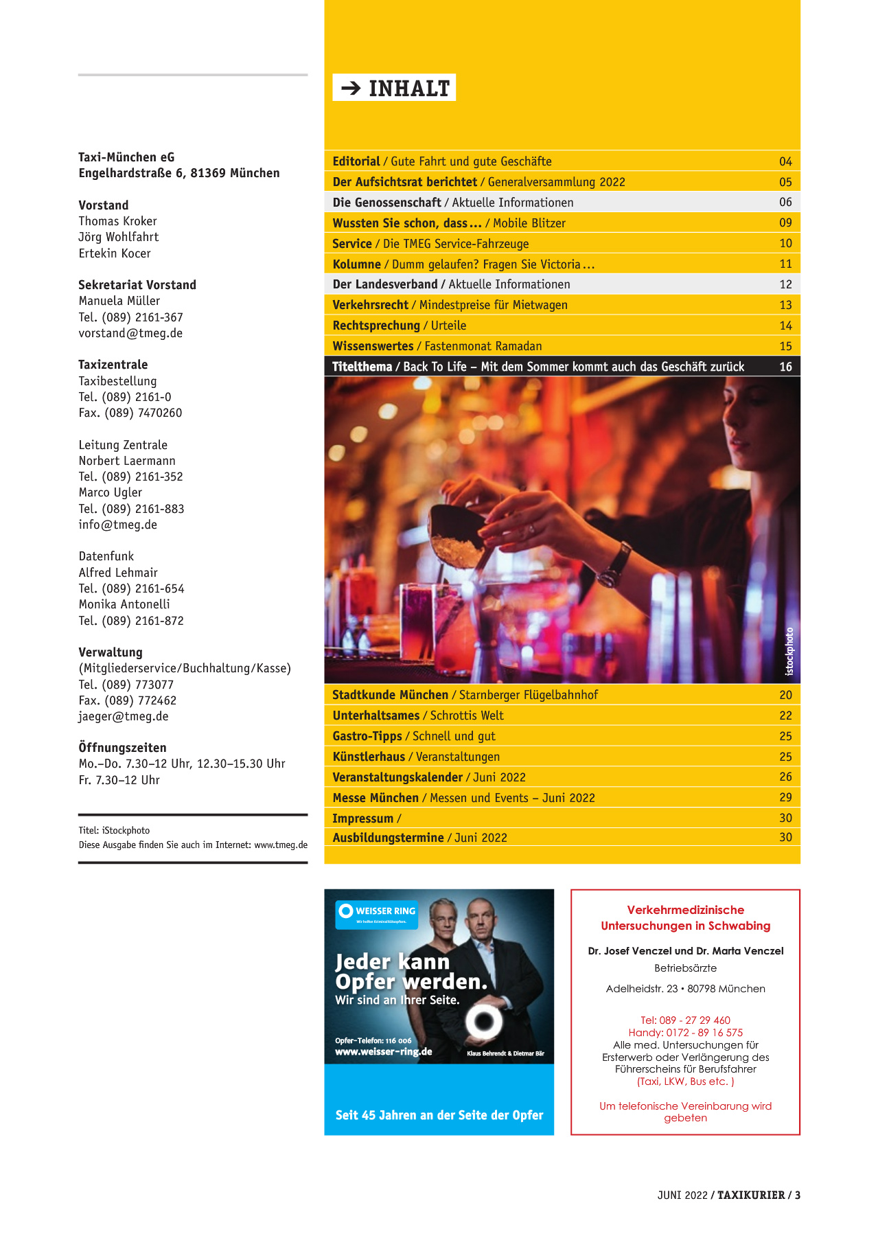 Originalseite 3 der Ausgabe Taxikurier Juni 2022