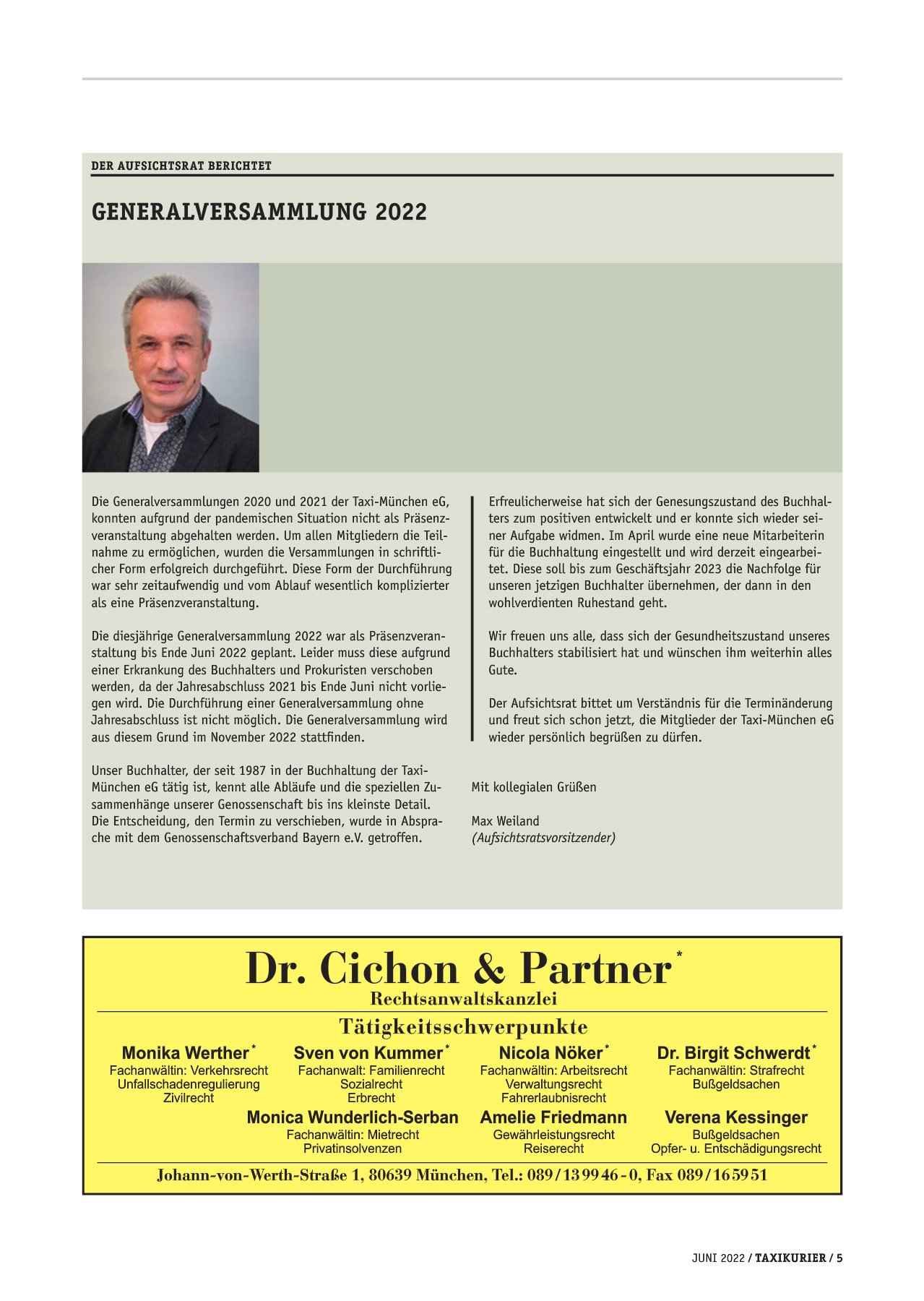 Originalseite 5 der Ausgabe Taxikurier Juni 2022