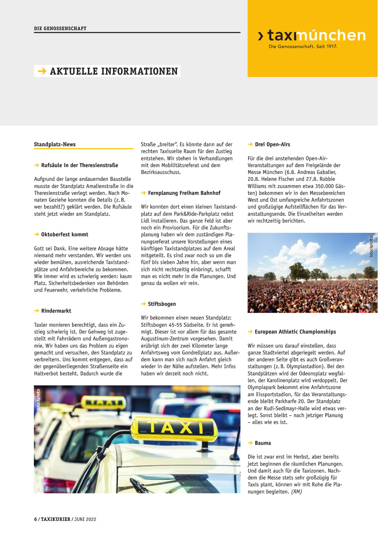 Originalseite 6 der Ausgabe Taxikurier Juni 2022
