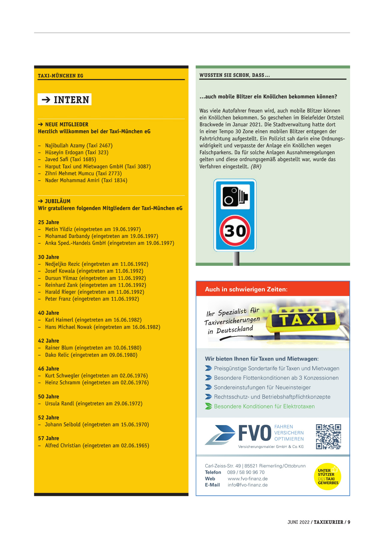 Originalseite 9 der Ausgabe Taxikurier Juni 2022