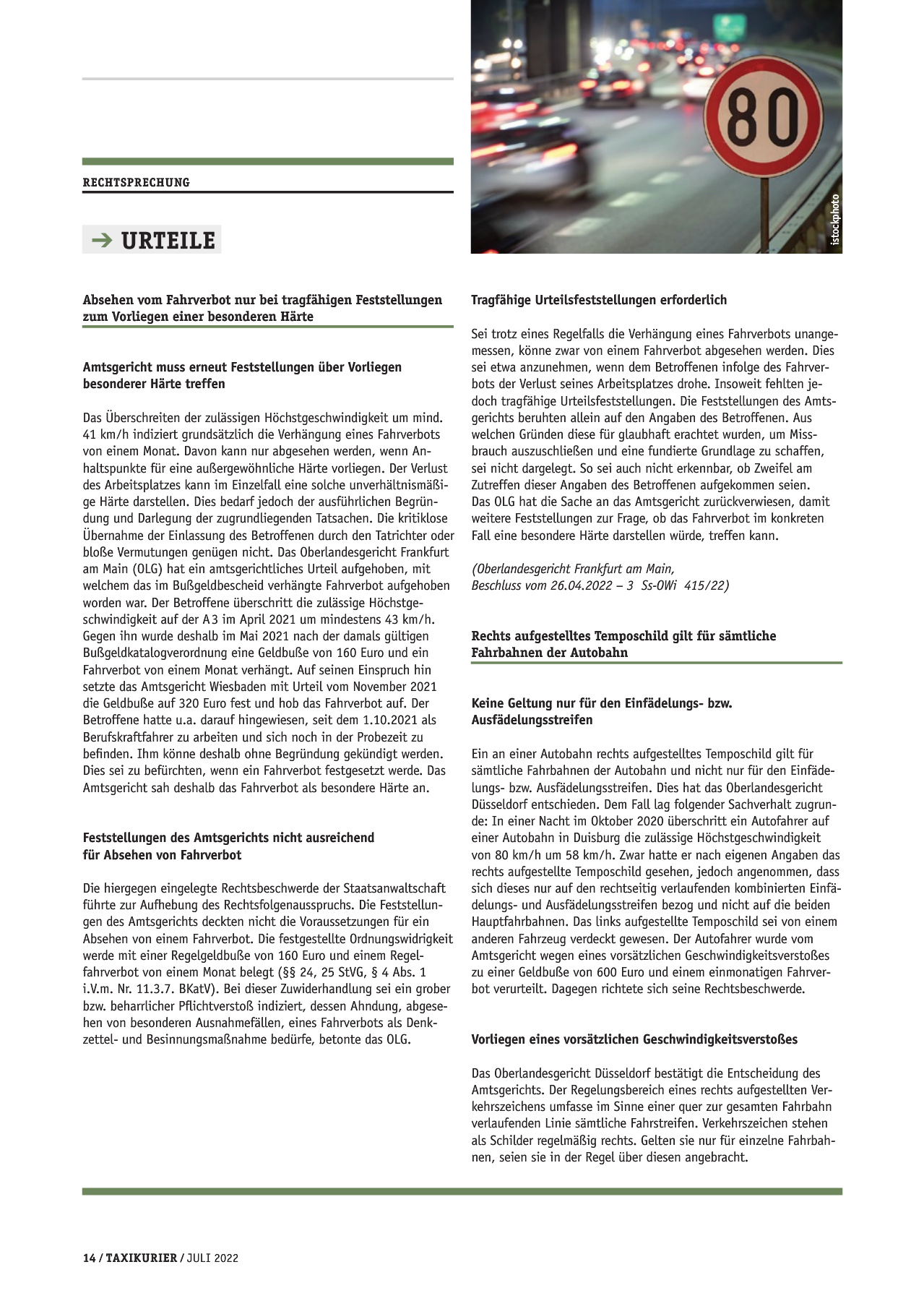 Originalseite 14 der Ausgabe Taxikurier Juli 2022