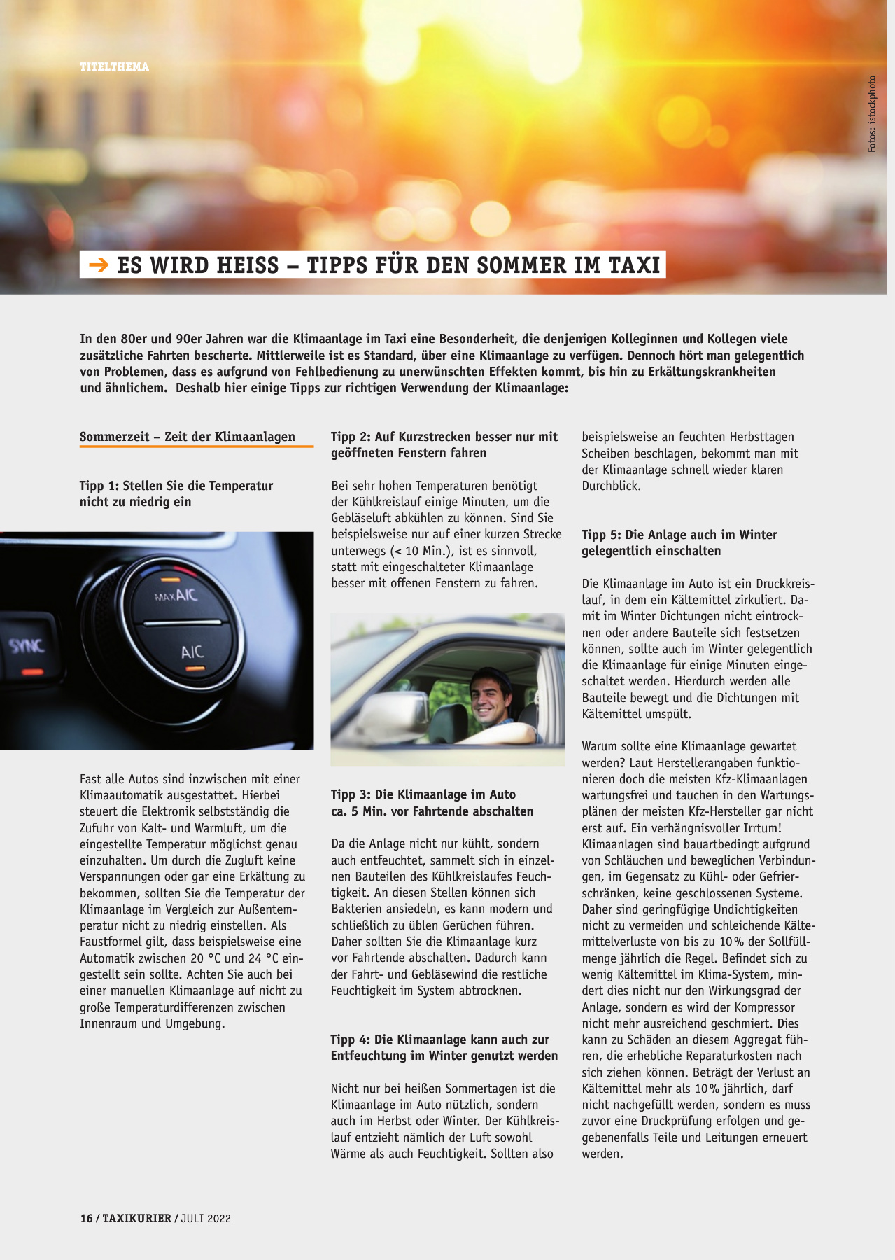 Originalseite 16 der Ausgabe Taxikurier Juli 2022