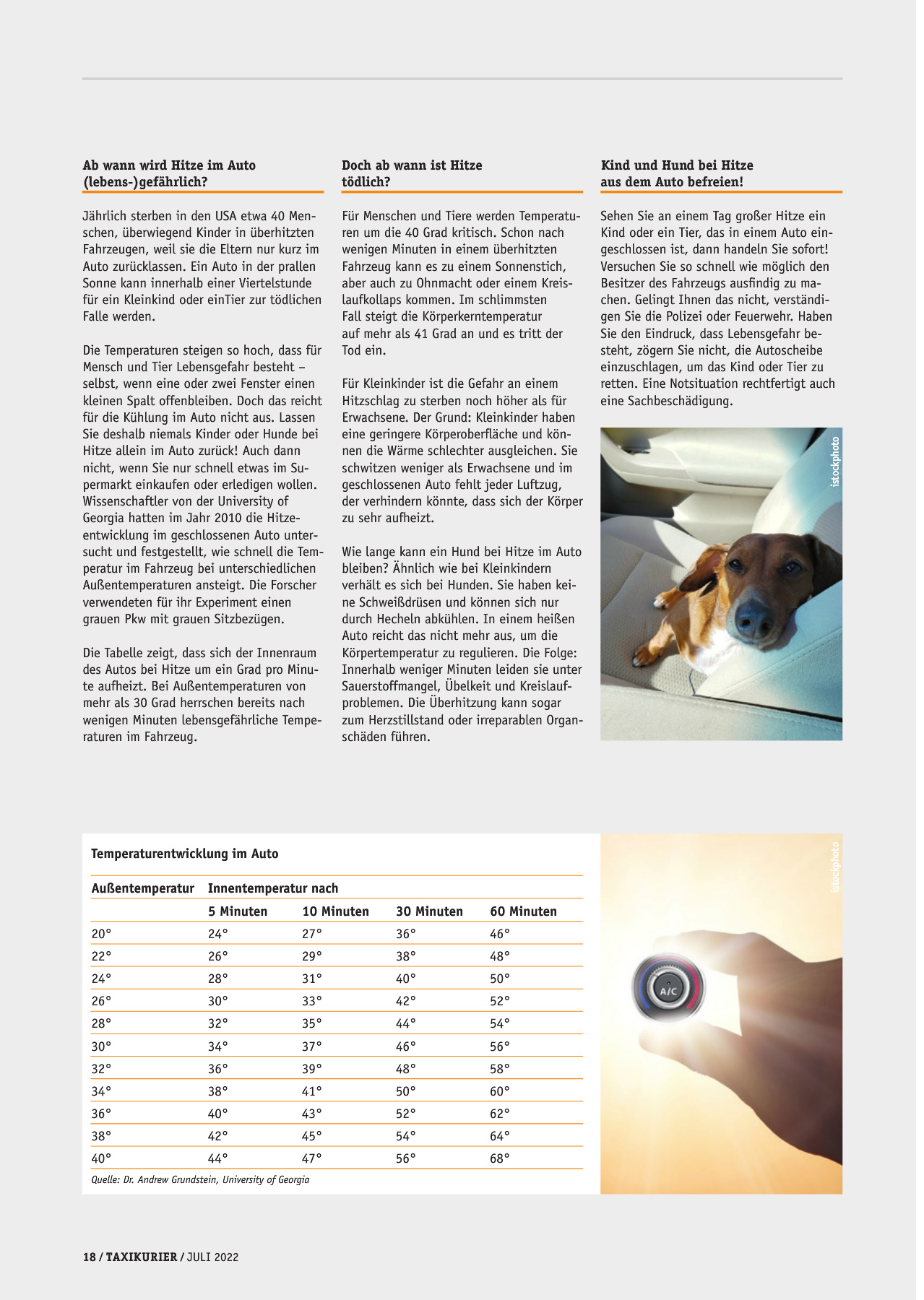 Originalseite 18 der Ausgabe Taxikurier Juli 2022