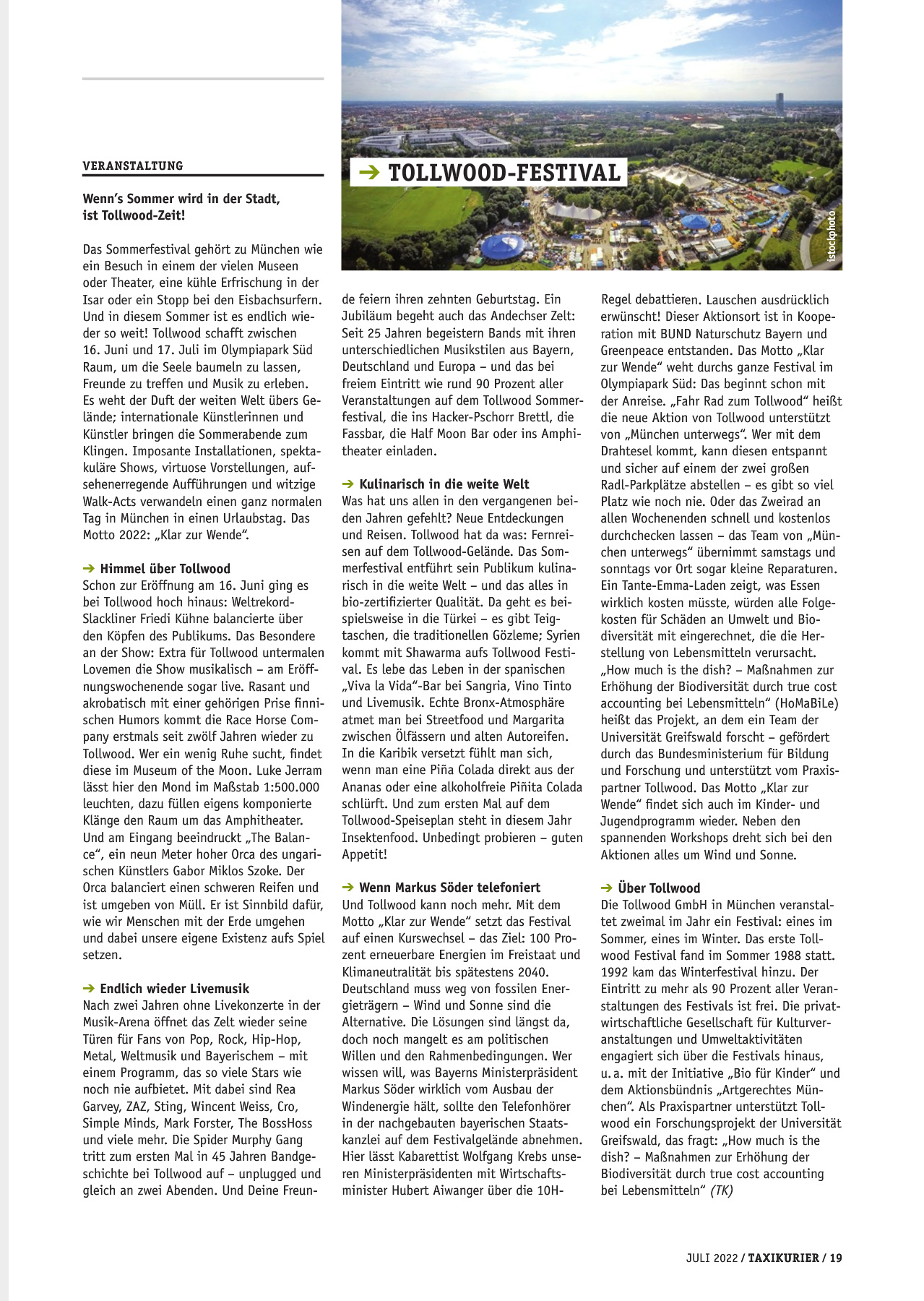 Originalseite 19 der Ausgabe Taxikurier Juli 2022