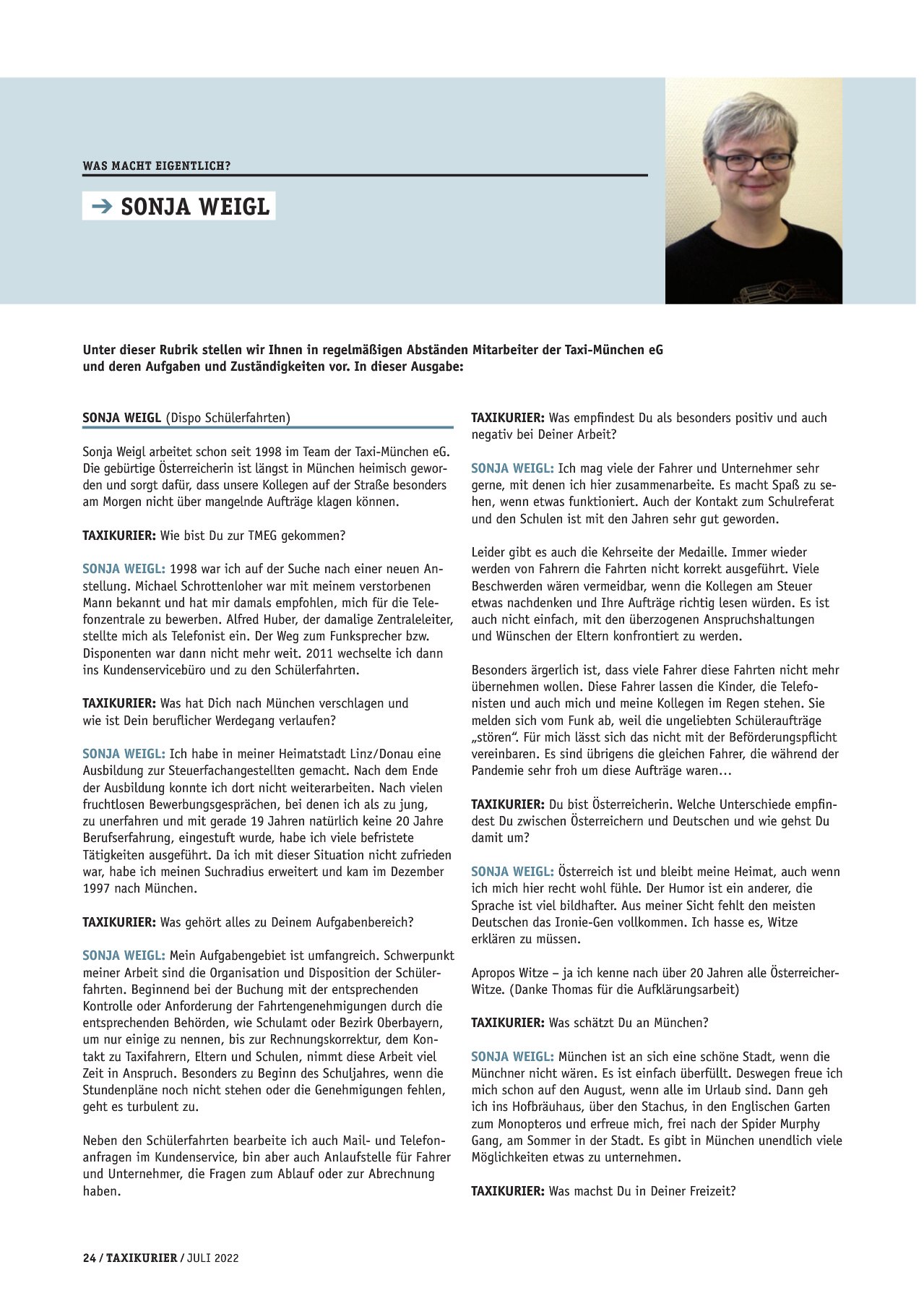 Originalseite 24 der Ausgabe Taxikurier Juli 2022