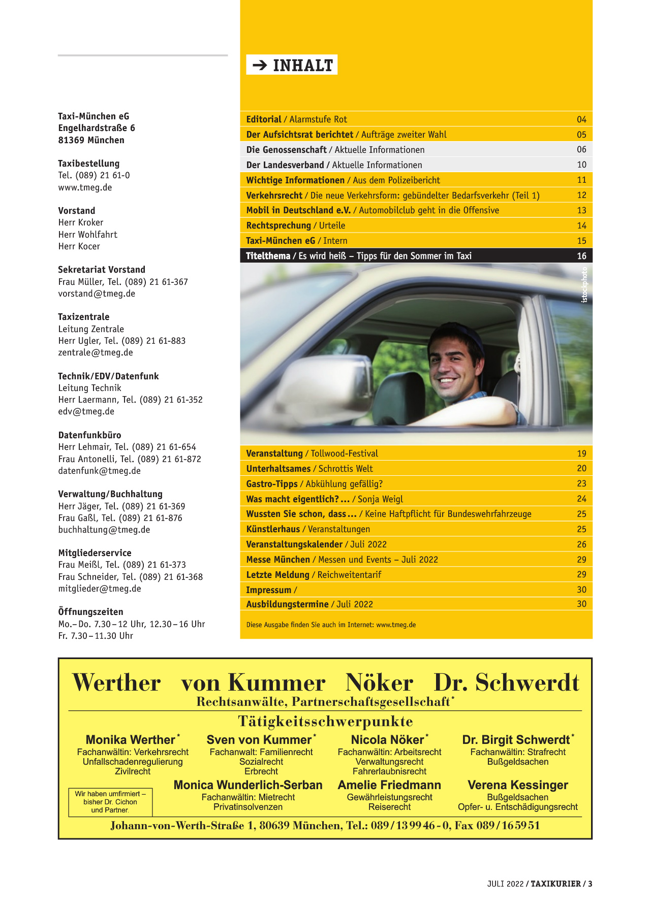 Originalseite 3 der Ausgabe Taxikurier Juli 2022