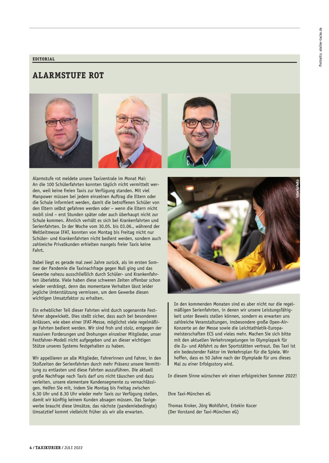 Originalseite 4 der Ausgabe Taxikurier Juli 2022
