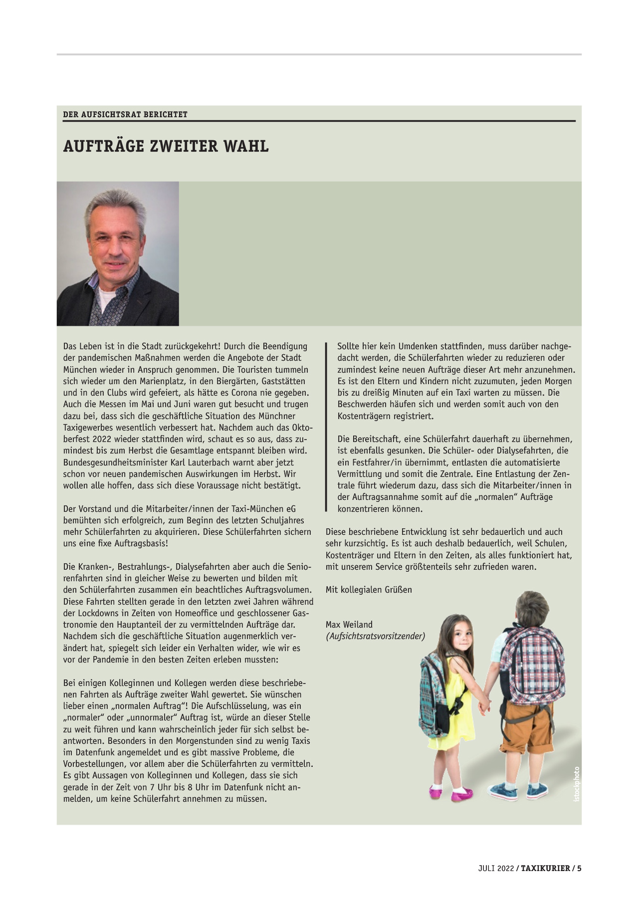 Originalseite 5 der Ausgabe Taxikurier Juli 2022