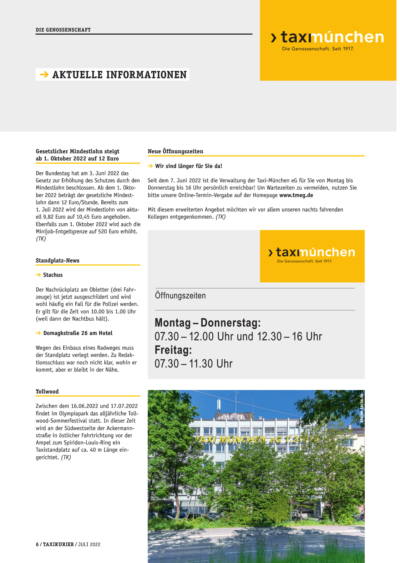 Originalseite 6 der Ausgabe Taxikurier Juli 2022
