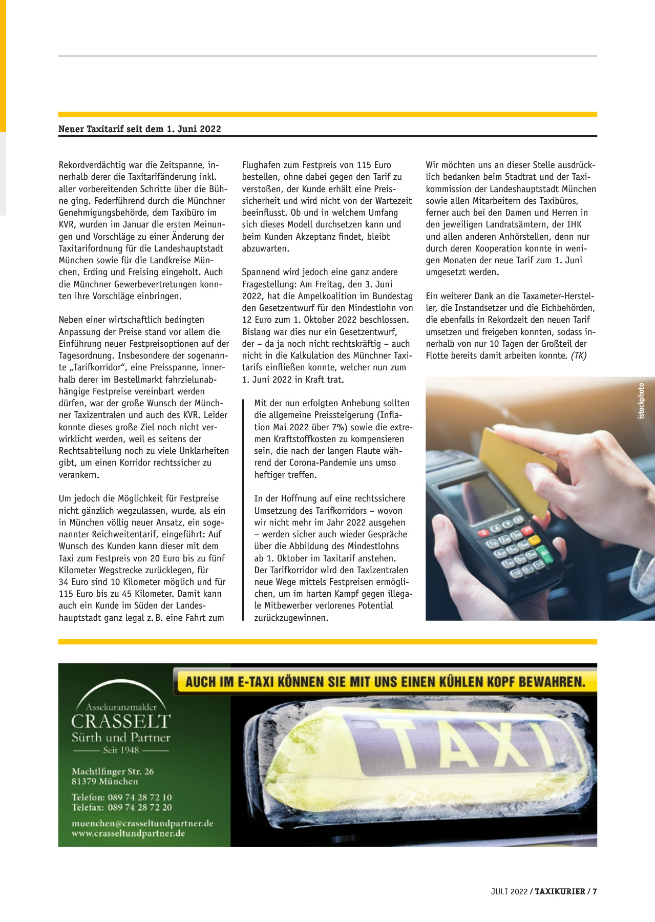 Originalseite 7 der Ausgabe Taxikurier Juli 2022