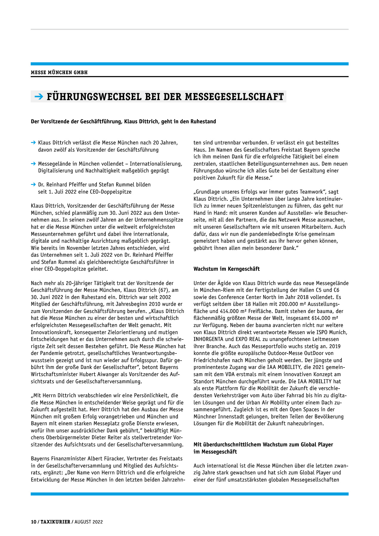 Originalseite 10 der Ausgabe Taxikurier August 2022