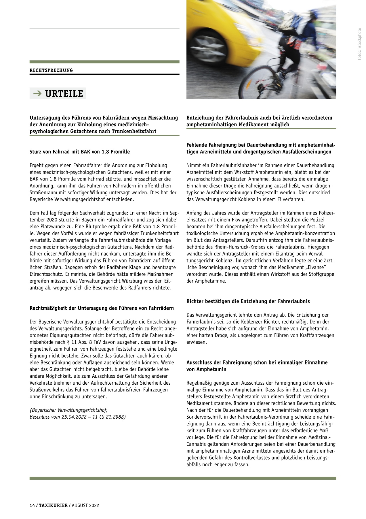 Originalseite 14 der Ausgabe Taxikurier August 2022