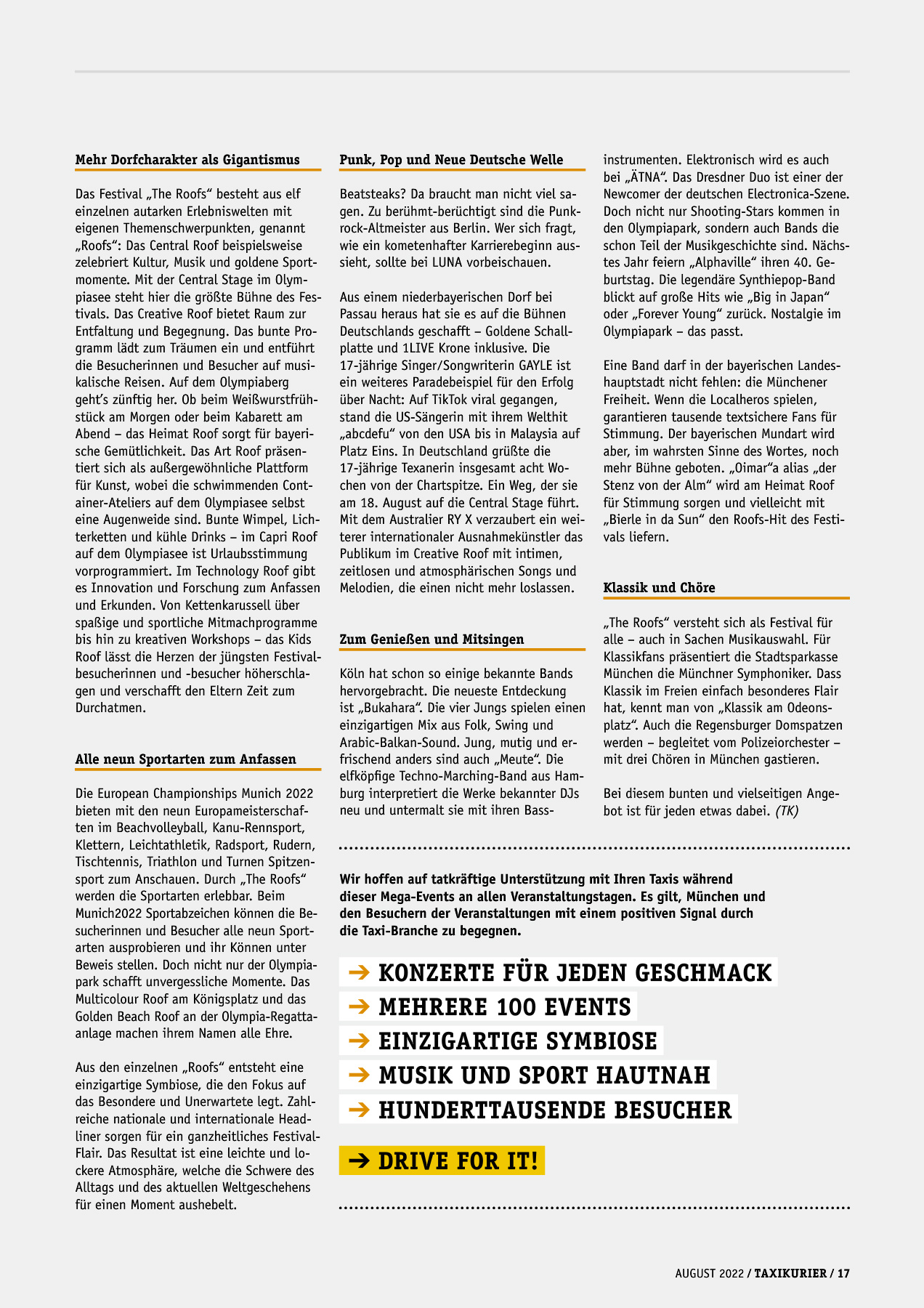 Originalseite 17 der Ausgabe Taxikurier August 2022