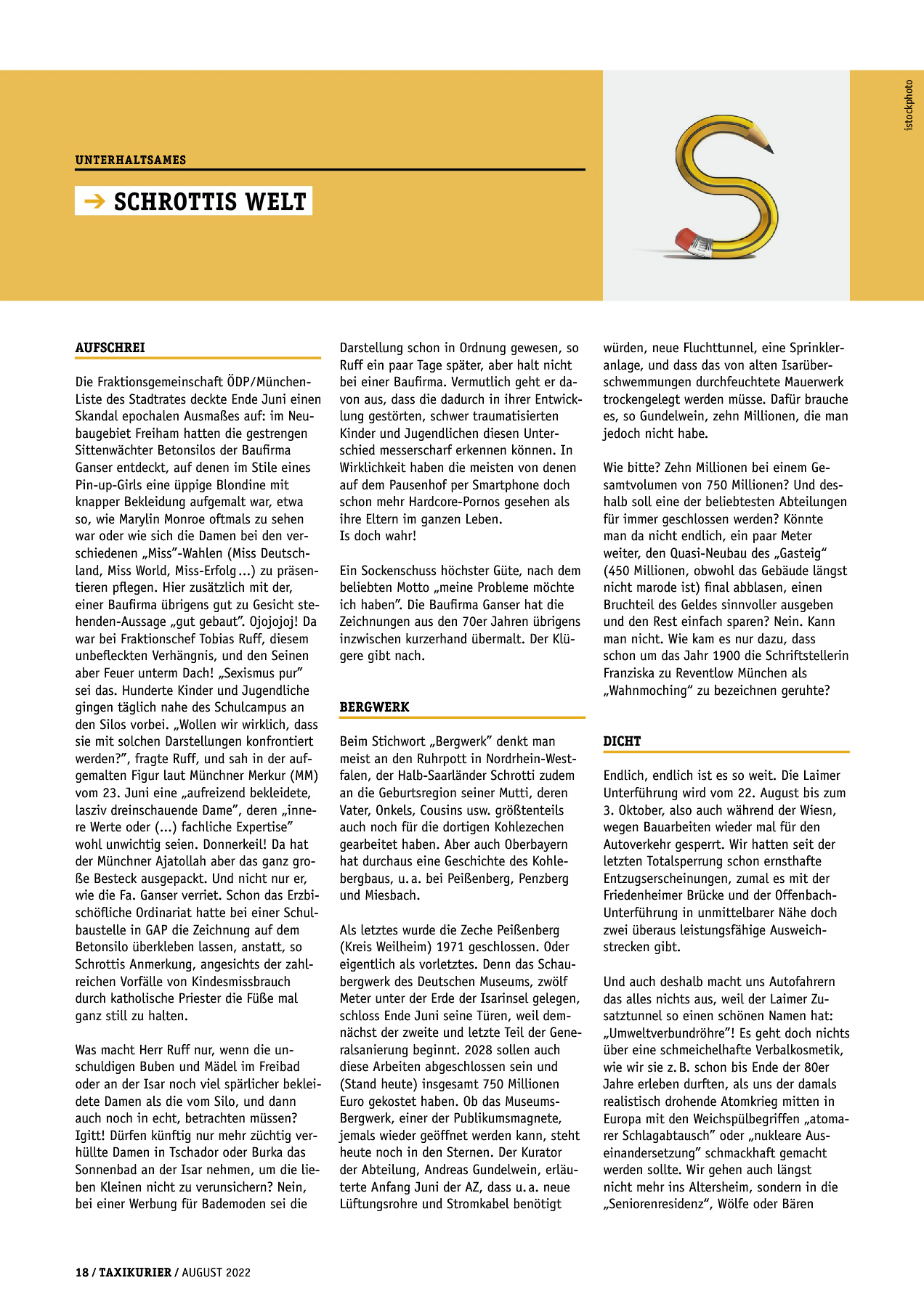 Originalseite 18 der Ausgabe Taxikurier August 2022