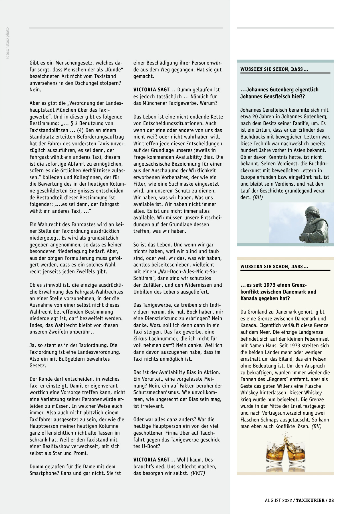 Originalseite 23 der Ausgabe Taxikurier August 2022