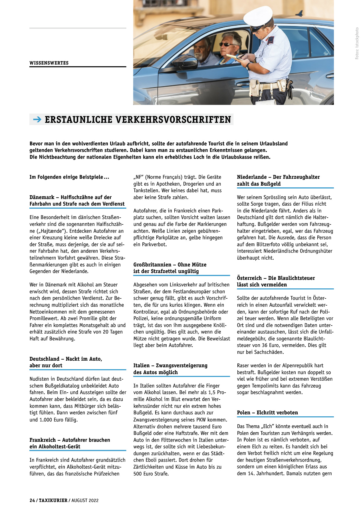 Originalseite 24 der Ausgabe Taxikurier August 2022