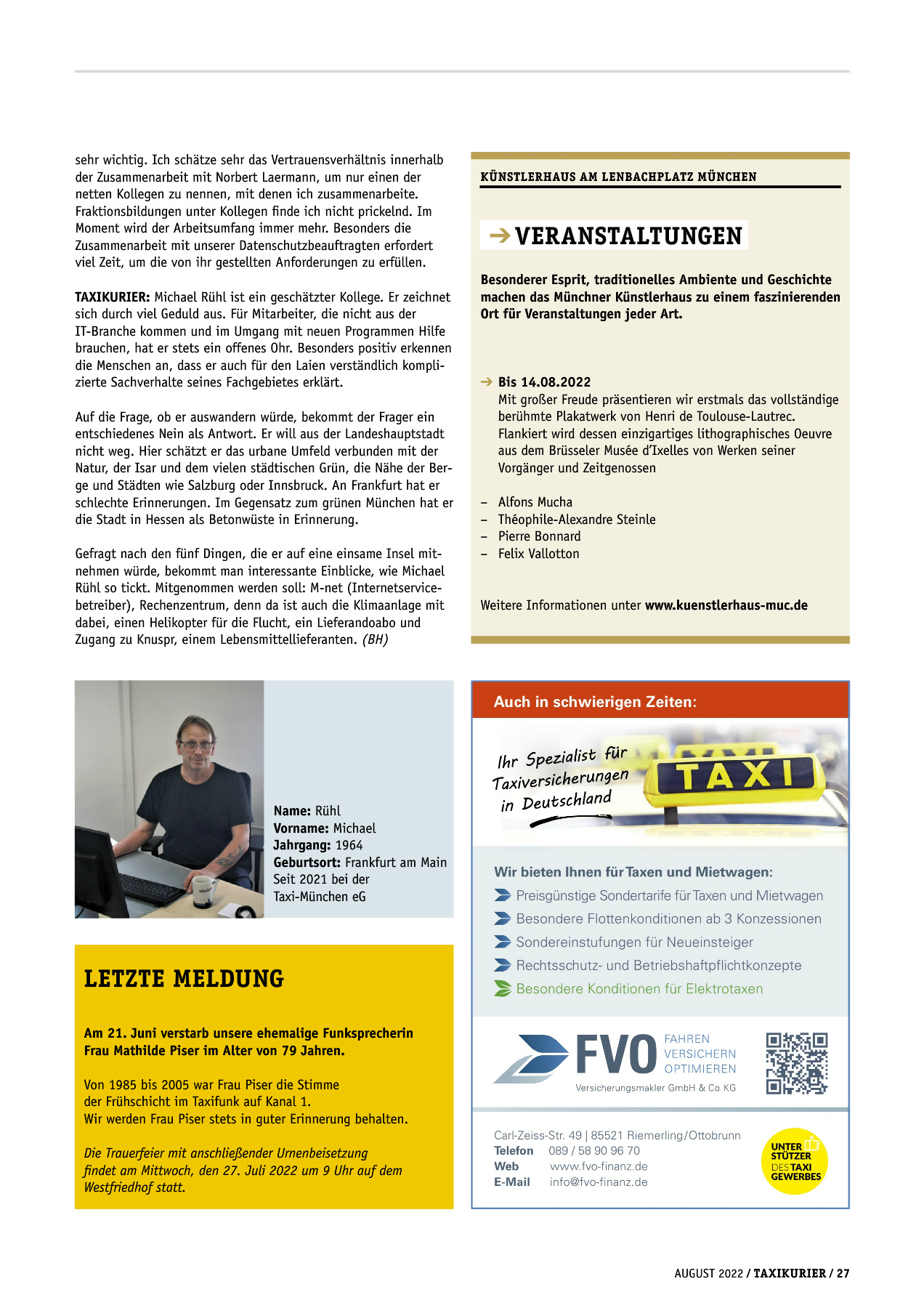 Originalseite 27 der Ausgabe Taxikurier August 2022