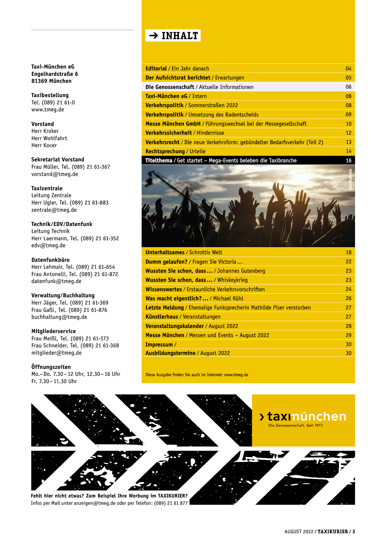 Originalseite 3 der Ausgabe Taxikurier August 2022